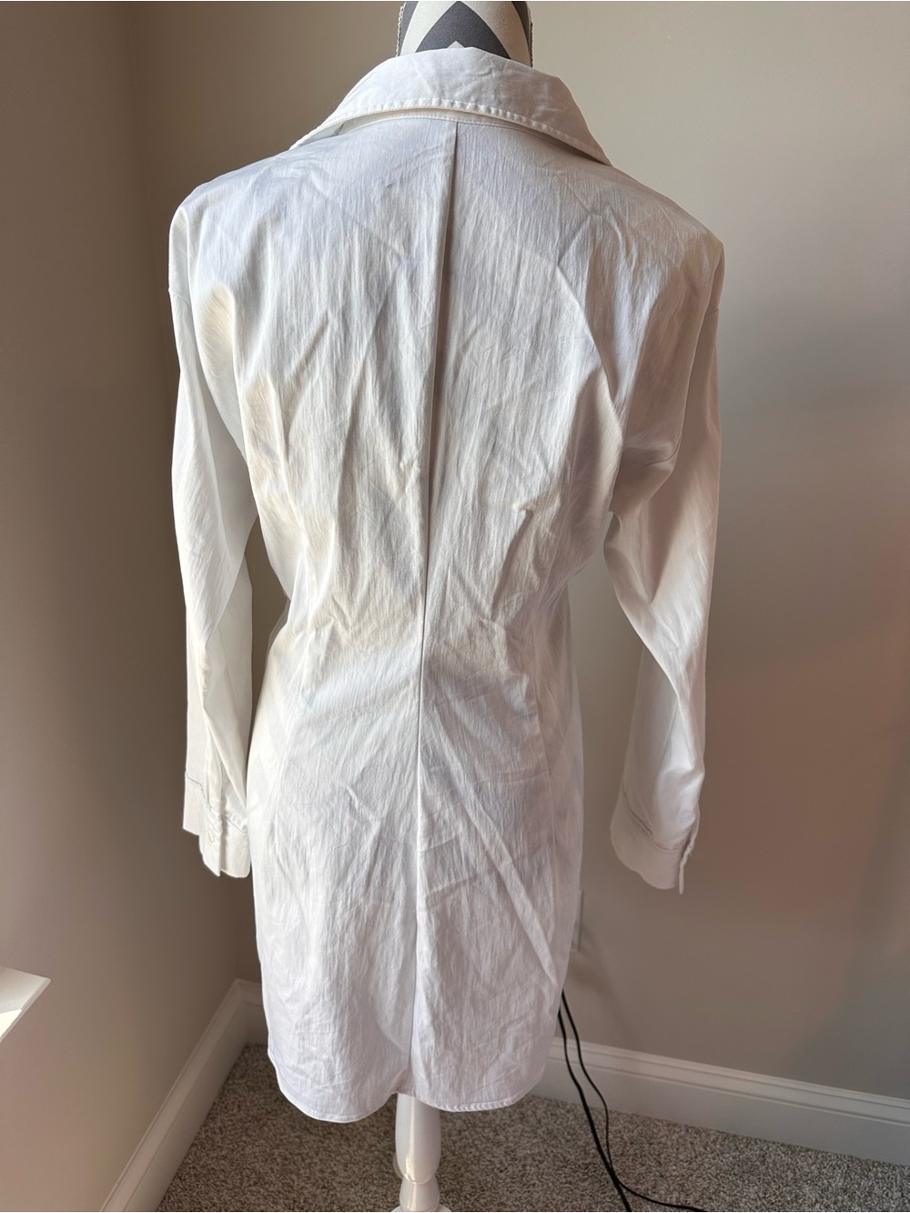 Zara White Stretch Poplin Shirt Dress Large Mini MultiWay Tie Bachelorette Party - Picture 6 of 11